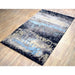Modern Abstract Blue and Gray Hand Tufted Wool 5x8 Area Rug angled floor view