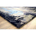 Modern Abstract Blue and Gray Hand Tufted Wool 5x8 Area Rug front edge detail