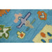 Texture detail of the blue field and multicolor Oushak pattern