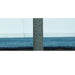 Side profile of the blue wool rug with a ruler showing the pile height