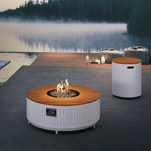Bon Pergola Cypress Fire Pit Patio Set