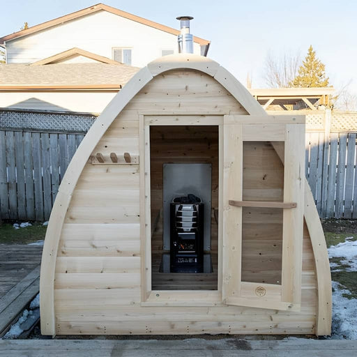 Dundalk - Canadian Timber MiniPOD Sauna - CTC77MW - Front with Door Open