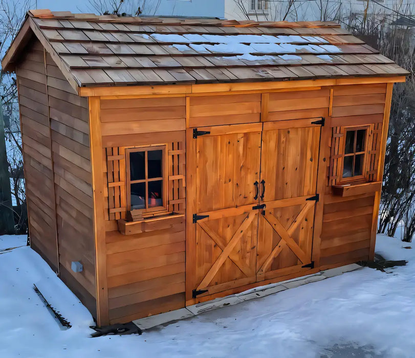 Cedarshed - Longhouse Gable Style Double Door Shed Kit - in  Winter