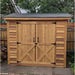 Cedarshed Bayside double door cedar storage shed front view for backyard organization.