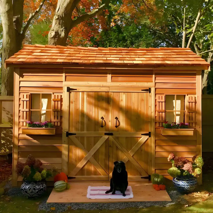 Cedarshed - Longhouse Gable Style Double Door Shed Kit - in Fall