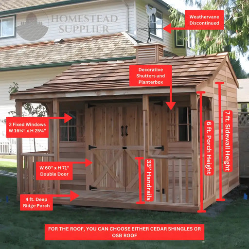 Cedarshed Ranchhouse Prefab Cottage Kit - Parts Labeled