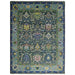 Full view of the 9x12 rectangular Oushak rug with floral and geometric motifs