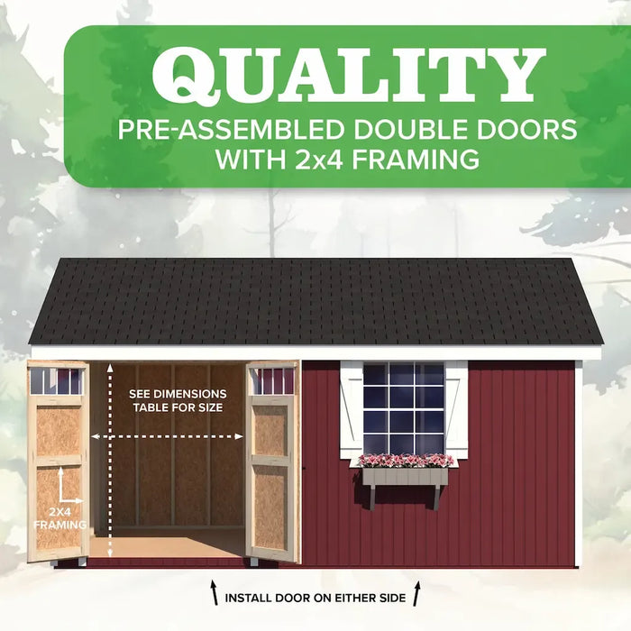 Little Cottage Company - Colonial Pinehurst - Quality Pre Assembled Double Doors with 2x4 Framing