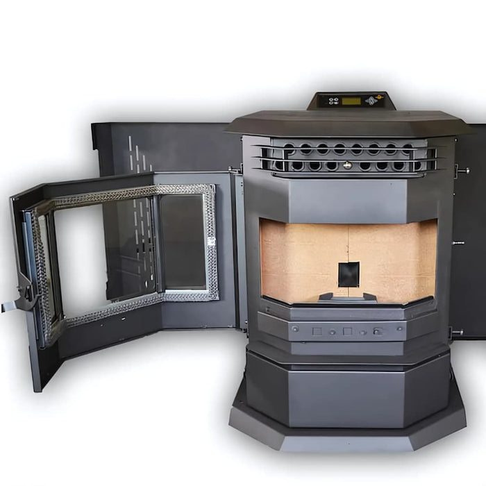 ComfortBilt - HP22 42,000 BTU Pellet Stove - Stove Door Open