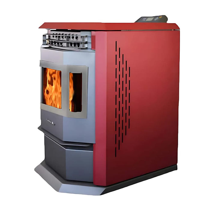 ComfortBilt - HP22-SS Burgundy Pellet Stove Stainless Steel - Left View