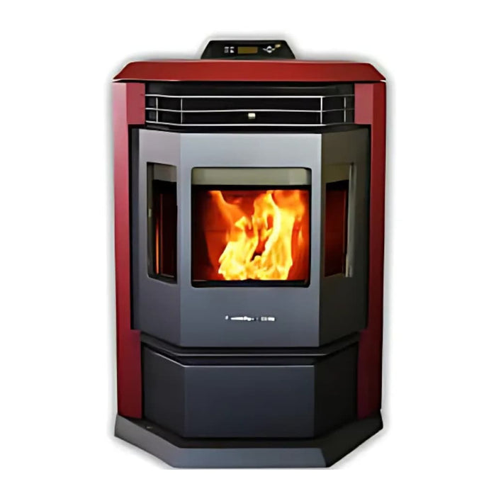 ComfortBilt - HP22-SS Burgundy Pellet Stove Stainless Steel - Front