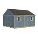 Best Barns Crafter's Connection 12x16 shed with centered gable double doors and eave walk-in door; floor, windows, metal roofing and paint shown are optional