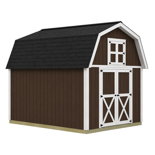 Best Barns Craftsman's Cove 10x12 shed with centered gable doors, front and side