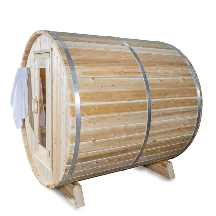 Dundalk - Canadian Timber Harmony Outdoor Barrel Sauna CTC22W - Isolated Side View
