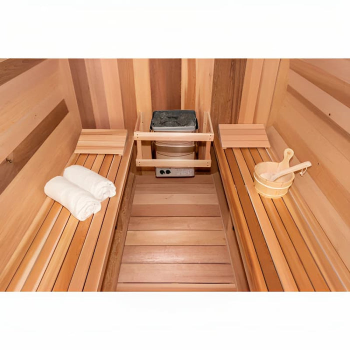 Dundalk - Canadian Timber Tranquility Outdoor Barrel Sauna CTC2345 - Interior Top View of Floor