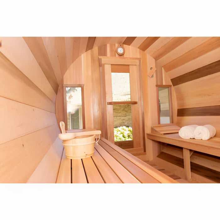 Dundalk - Canadian Timber Tranquility Outdoor Barrel Sauna CTC2345 - Interior with Accessories