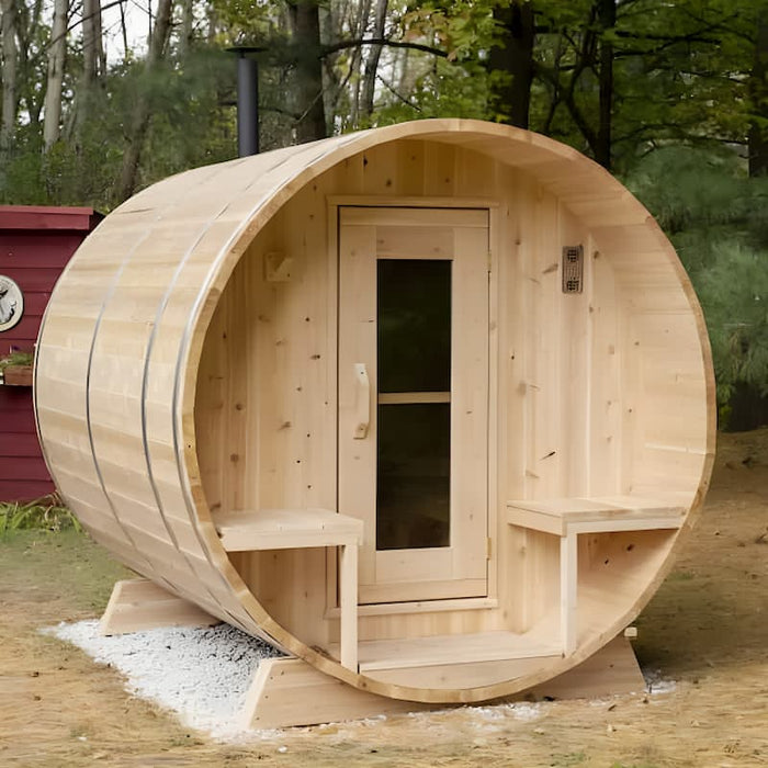 Dundalk - Canadian Timber Serenity Outdoor Barrel Sauna - CTC2245W - Fully Assembled
