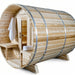 Dundalk - Canadian Timber Serenity Outdoor Barrel Sauna - Side with Aluminum Bands