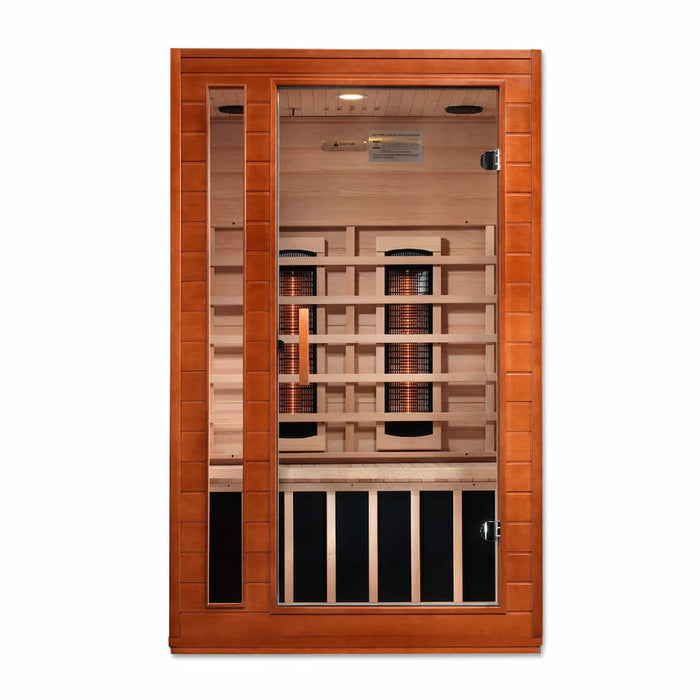 Golden Designs Dynamic Cordoba 2-Person Full Spectrum Infrared Sauna with Near Zero EMF in Canadian Hemlock - Front