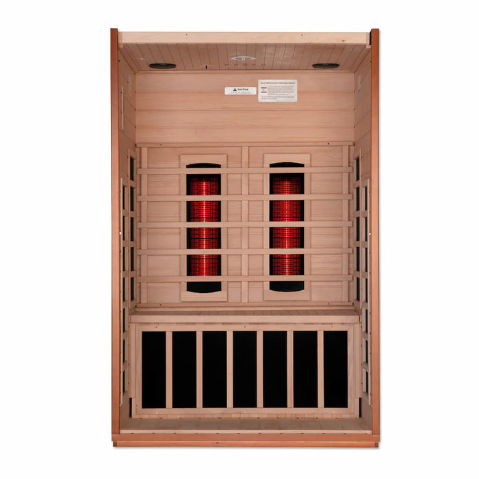 Golden Designs Dynamic Cordoba 2-Person Full Spectrum Infrared Sauna with Near Zero EMF in Canadian Hemlock - Interior