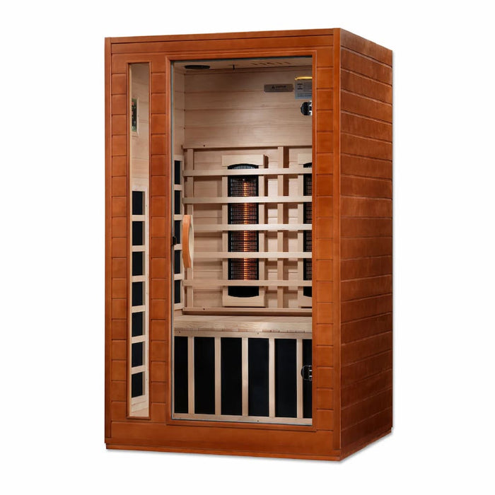 Golden Designs Dynamic Cordoba 2-Person Full Spectrum Infrared Sauna with Near Zero EMF in Canadian Hemlock - Side View