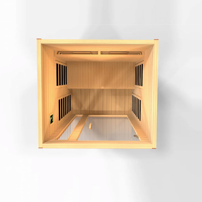 Golden Designs Dynamic Cordoba 2-Person Full Spectrum Infrared Sauna with Near Zero EMF in Canadian Hemlock - Top View