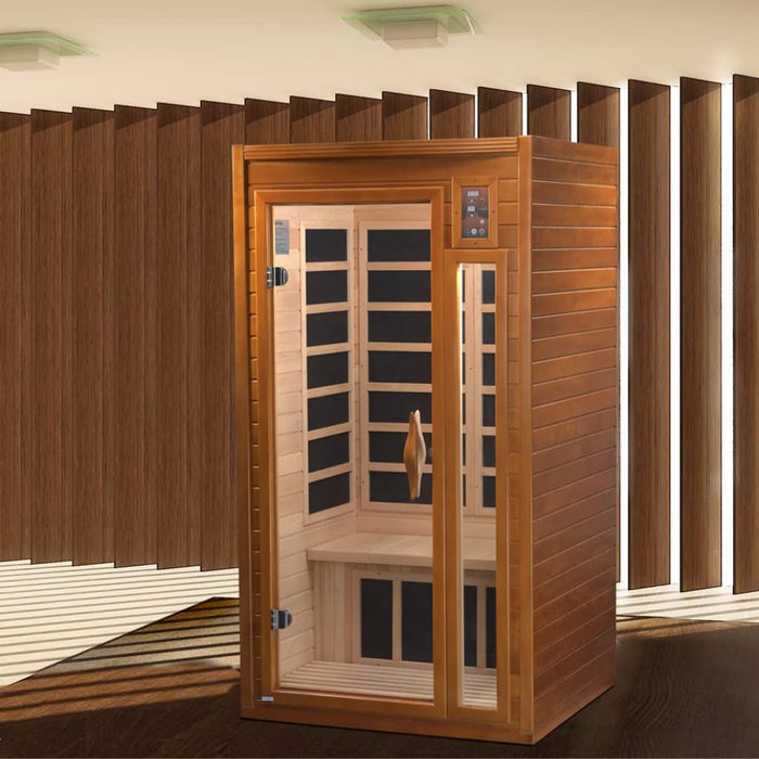 Golden Designs Dynamic Barcelona Elite 1-2 Person FAR Infrared Sauna with Ultra Low EMF in Canadian Hemlock - Overview