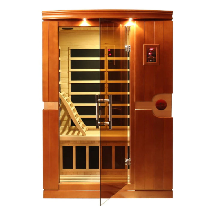 Golden Designs Dynamic Venice Elite 2-Person FAR Infrared Sauna with Ultra Low EMF in Canadian Hemlock - Front