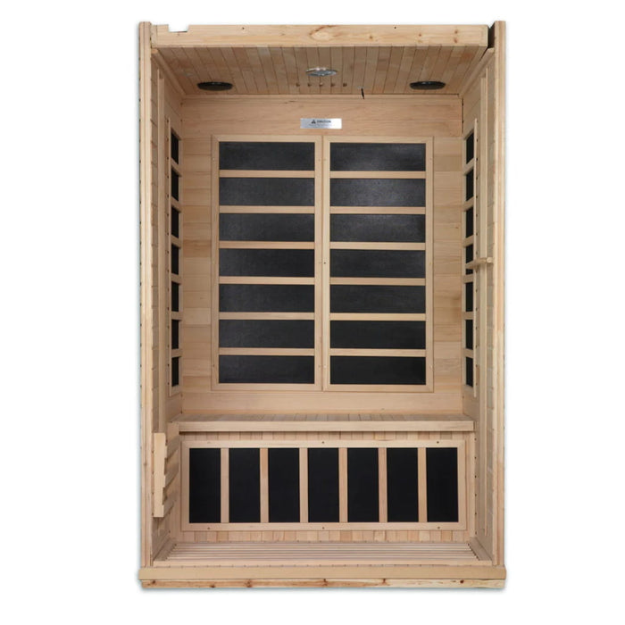 Golden Designs Dynamic Venice Elite 2-Person FAR Infrared Sauna with Ultra Low EMF in Canadian Hemlock - Interior