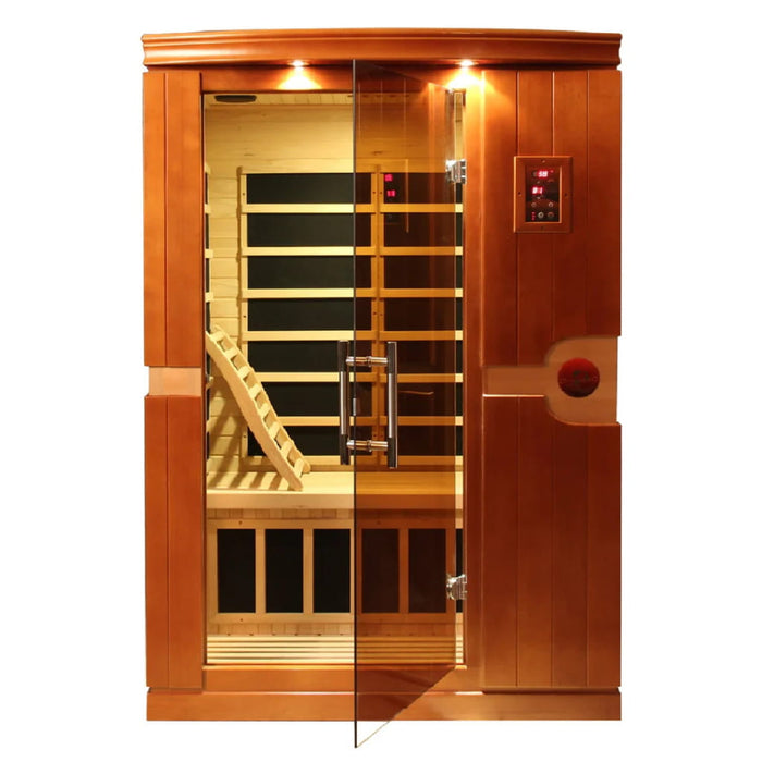 Golden Designs Dynamic Venice 2-Person FAR Infrared Sauna with Low EMF in Canadian Hemlock - Front