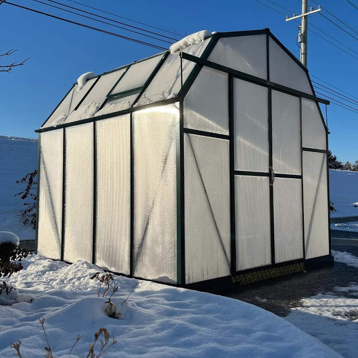 Grandio - Elite 8x8 Greenhouse Kit - Side View in Snow