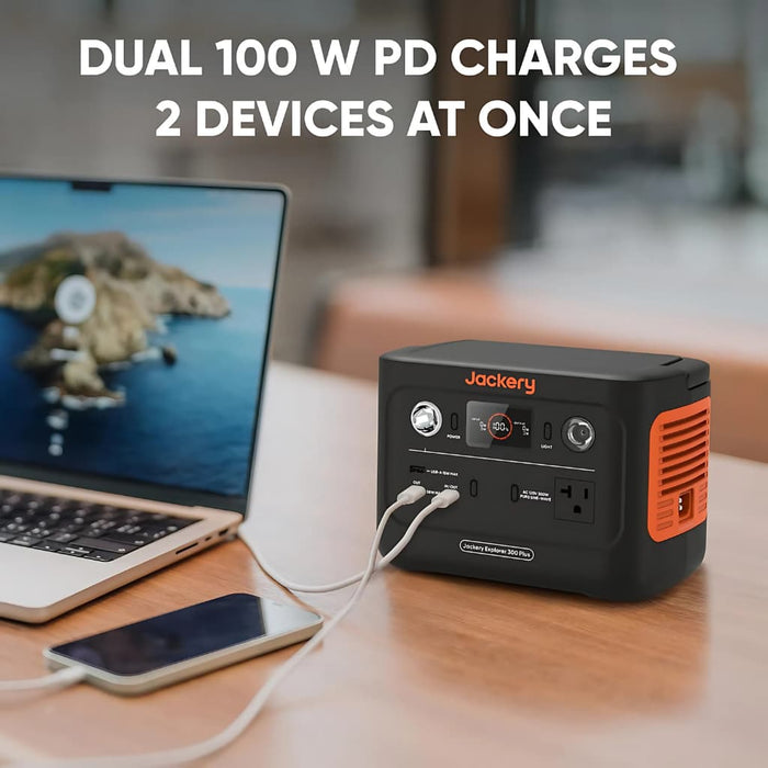 Jackery - Explorer 300 Plus Portable Power Station - Dual 100W PD Charges 2 Devices at Once