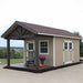 EZ-Fit 10x14 Woodsman Shed Quick Ship with covered porch and front entry.