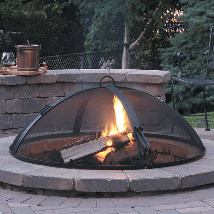 Fire Pit Screen with Hinged Round in Hybrid Steel | Master Flame