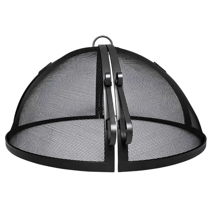 Master Flame Fire Pit Screen, Hinged Round, Carbon Steel - Full View