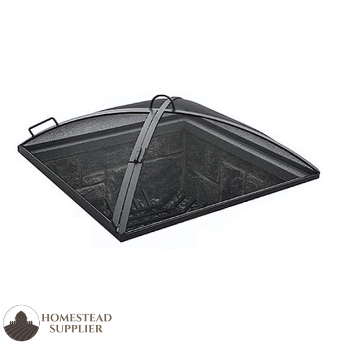 Master Flame Fire Pit Screen with Hinged Access in Carbon Steel Low Profile