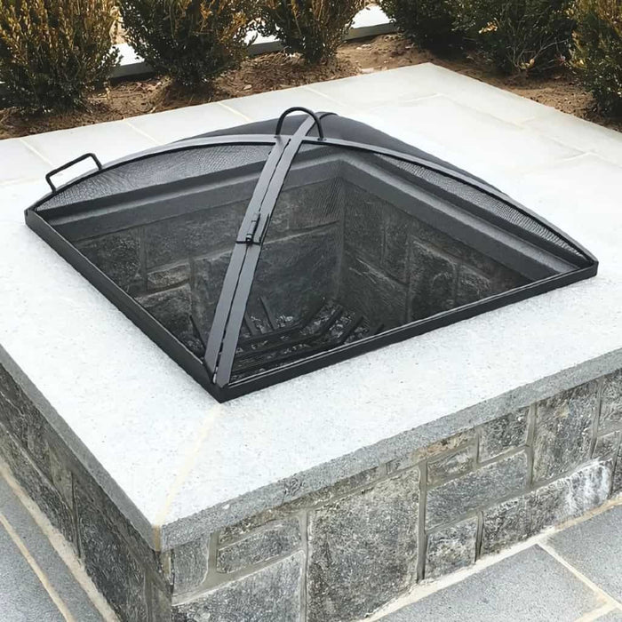 Master Flame Fire Pit Screen with Hinged Access in Carbon Steel Low Profile