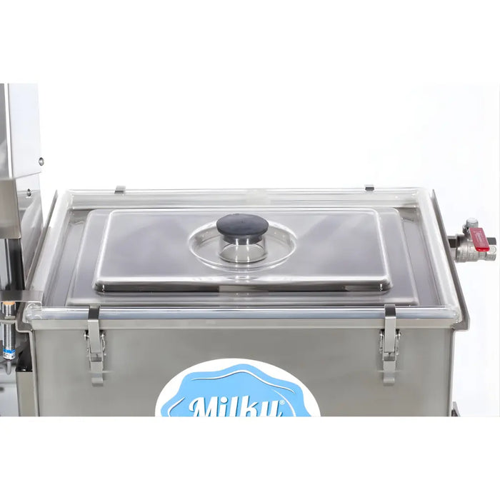 Milky Electric Butter Churn Machine FJ 32 with a Tilting Mechanism clear lid top view
