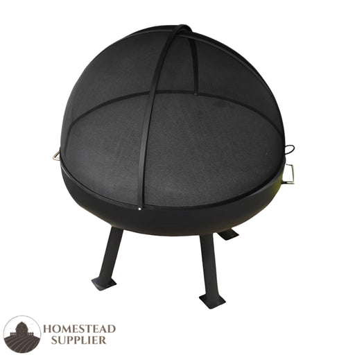 Master Flame Round Fire Pit Bowl with Four-Leg Base Round and Grate with Carbon Steel Pivot Screen
