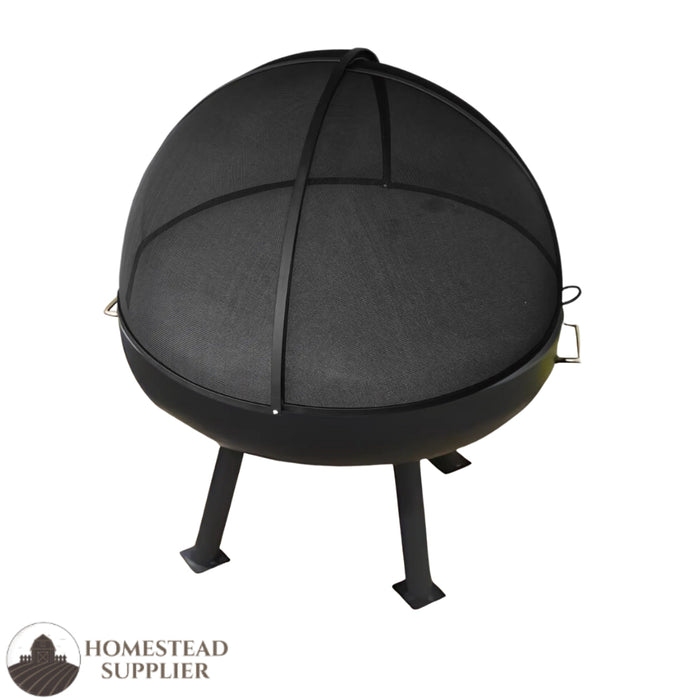 Master Flame Round Fire Pit Bowl with Four-Leg Base Round and Grate with Carbon Steel Pivot Screen