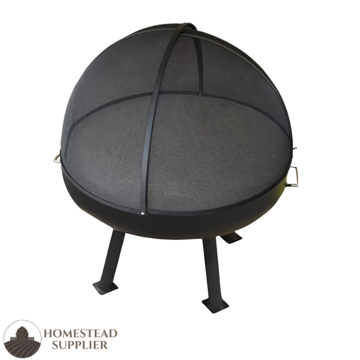 Master Flame Round Fire Pit Bowl with Four Leg Base-Round and Grate with Hybrid Steel Pivot Screen