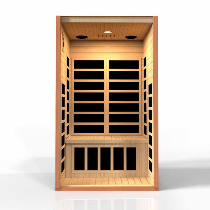 Golden Designs Dynamic Avila Elite 1-2-Person FAR Infrared Sauna with Ultra Low EMF in Canadian Hemlock - Interior