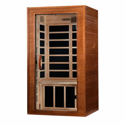 Golden Designs Dynamic Avila Elite 1-2-Person FAR Infrared Sauna with Ultra Low EMF in Canadian Hemlock - Side
