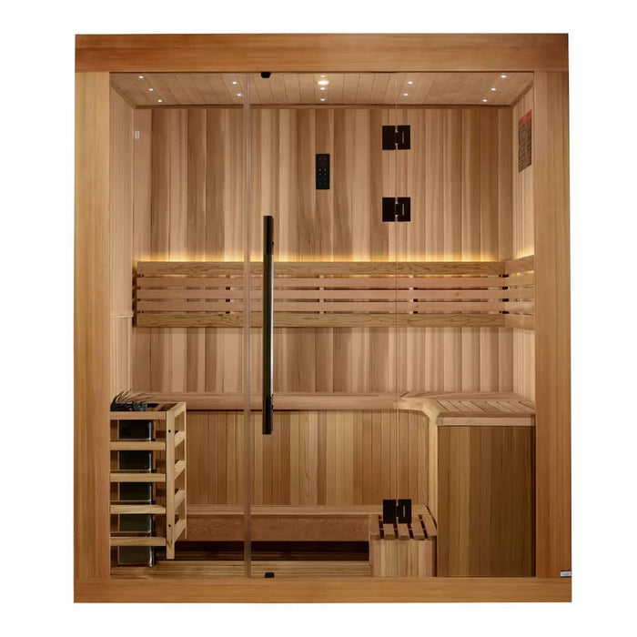 Golden Designs Copenhagen Edition 3-Person Traditional Steam Sauna in Canadian Red Cedar - Front