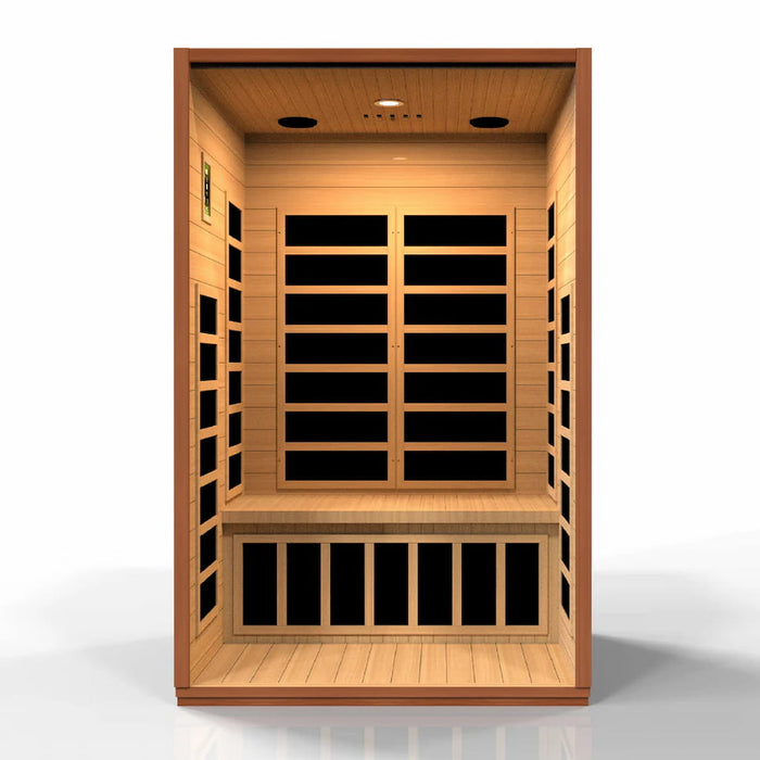 Golden Designs Dynamic Cordoba Elite 2-Person FAR Infrared Sauna with Ultra Low EMF in Canadian Hemlock - Interior