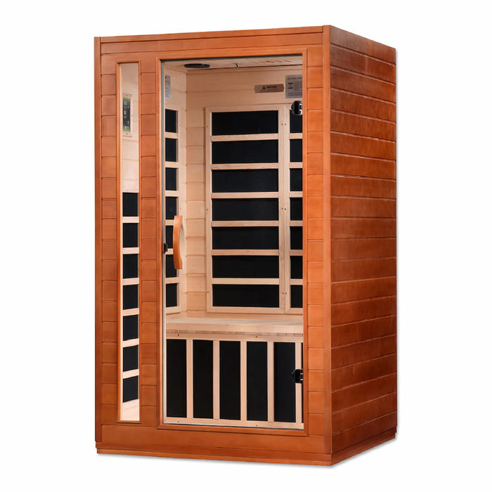 Golden Designs Dynamic Cordoba Elite 2-Person FAR Infrared Sauna with Ultra Low EMF in Canadian Hemlock - Side