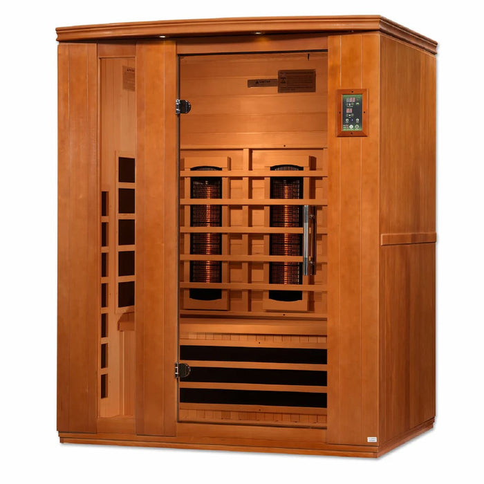 Golden Designs Dynamic Lugano 3-Person Full Spectrum Infrared Sauna with Near Zero EMF in Canadian Hemlock - Side