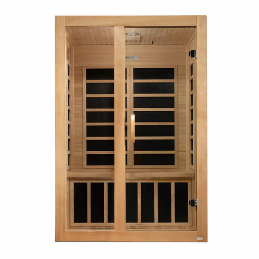 Golden Designs Dynamic Santiago 2-Person FAR Infrared Sauna with Low EMF in Canadian Hemlock - Front