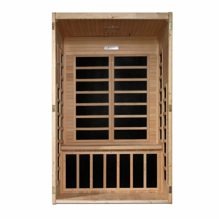 Golden Designs Dynamic Santiago 2-Person FAR Infrared Sauna with Low EMF in Canadian Hemlock - Interior