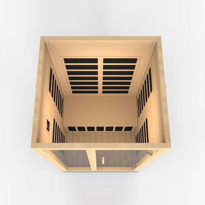 Golden  Designs Dynamic Santiago 2-Person FAR Infrared Sauna with Low EMF in Canadian Hemlock - Semi Top
